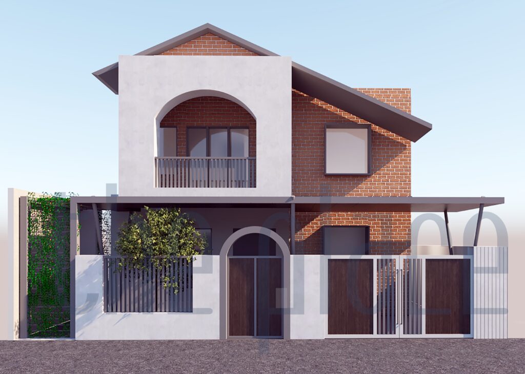 elevation design using arches and brutal concept simple yet elegant architectre
